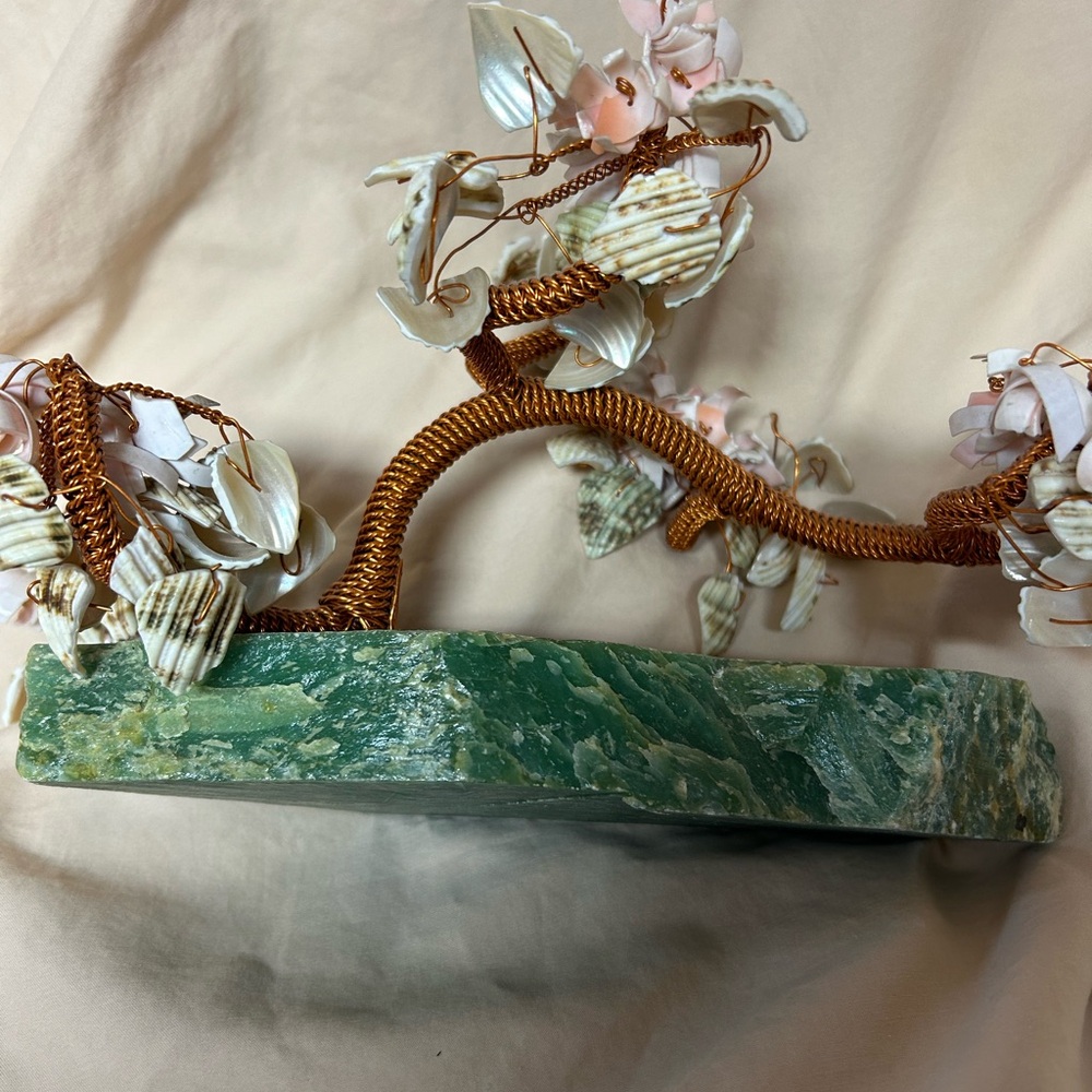 BONSAI TREE SCULPTURE COPPER WIRE & SEASHELLS